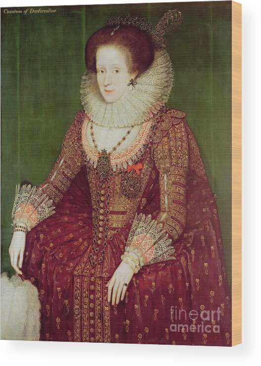 Scottish Aristocracy Wood Print featuring the painting Margaret Hay, Countess Of Dunfermline by Marcus Gheeraerts
