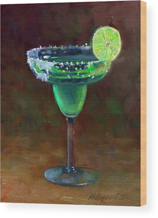 Special Cocktail Wood Print featuring the painting Margarita by Hall Groat Ii