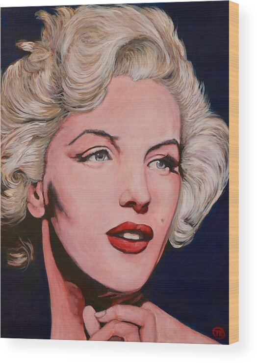 Marilyn Wood Print featuring the painting Marilyn Monroe by Tom Roderick