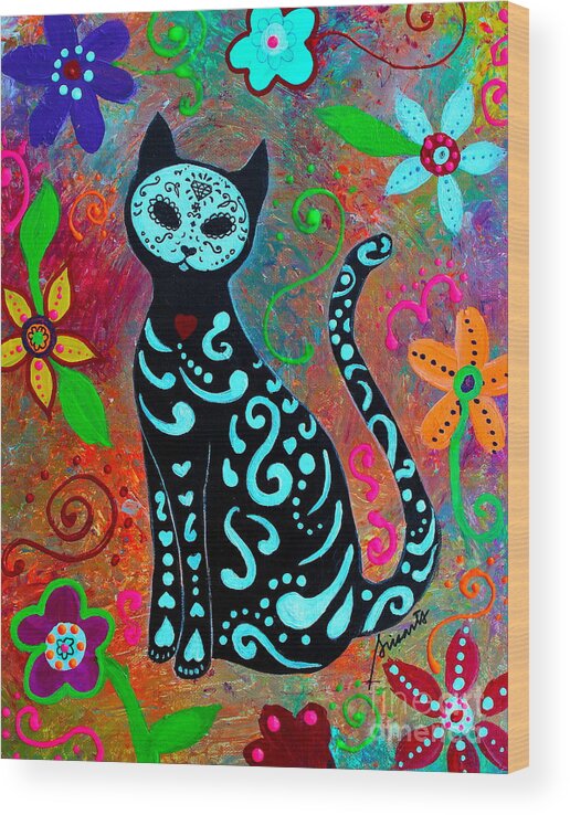 Cat Wood Print featuring the painting Mi Gato Dulce by Pristine Cartera Turkus