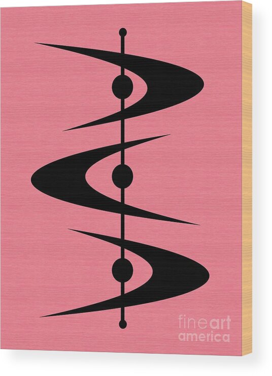  Wood Print featuring the digital art Mid Century Shapes 3 in Pink by Donna Mibus