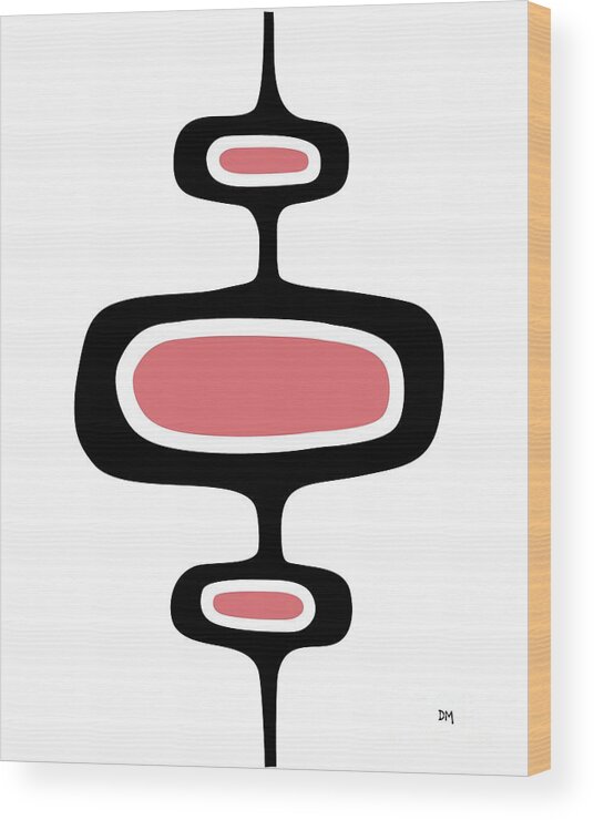 Mid Century Modern Wood Print featuring the digital art Mod Pod One in Pink by Donna Mibus