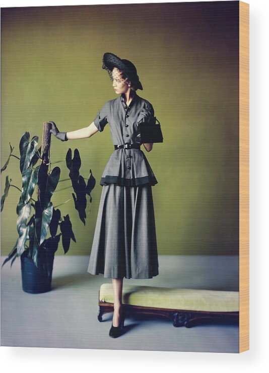 Accessories Wood Print featuring the photograph Model In A Ben Reig Dress by Horst P. Horst
