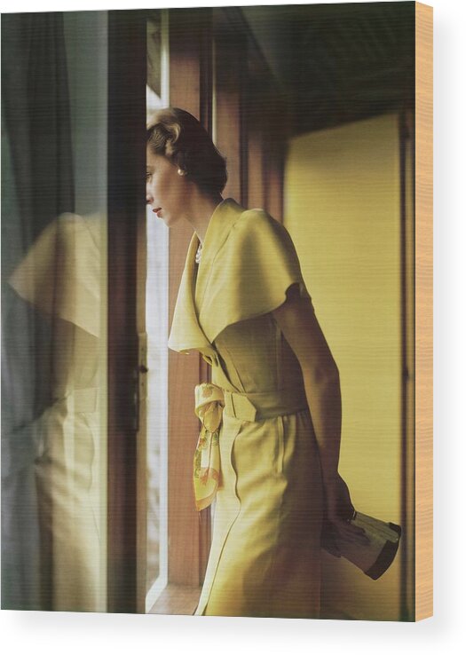 Beauty Wood Print featuring the photograph Model In A Mary Stevens Dress by Horst P. Horst