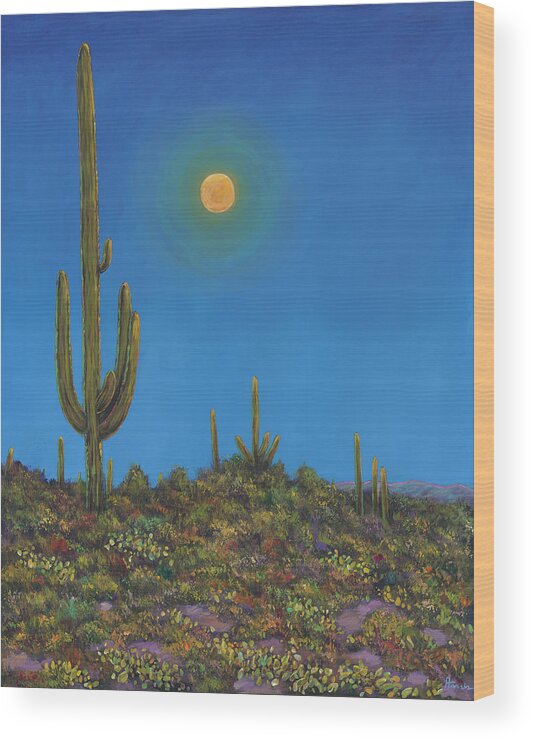 Arizona Wood Print featuring the painting Moonlight Serenade by Johnathan Harris