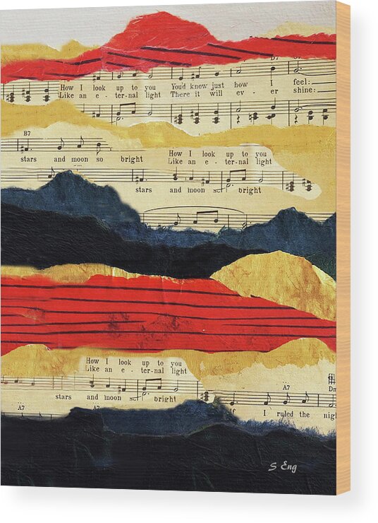 Mountain Serenade Wood Print featuring the painting Mountain Serenade Vertical by Sharon Williams Eng