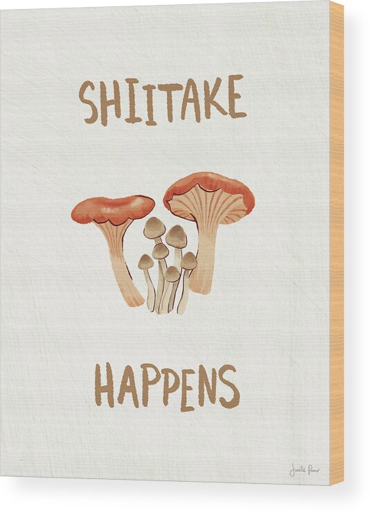 Brown Wood Print featuring the painting Mushroom Madness I by Janelle Penner