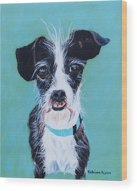 Dog Wood Print featuring the painting My Lovable dog by Katrina Nixon