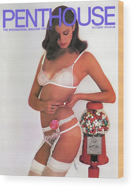 Lingerie Wood Print featuring the photograph October 1976 Penthouse Cover Featuring Susanne Saxon by Penthouse