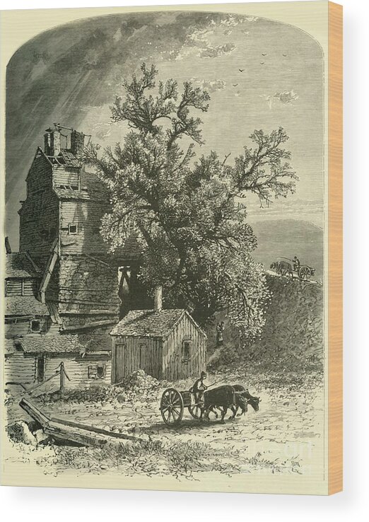 Engraving Wood Print featuring the drawing Old Furnace by Print Collector