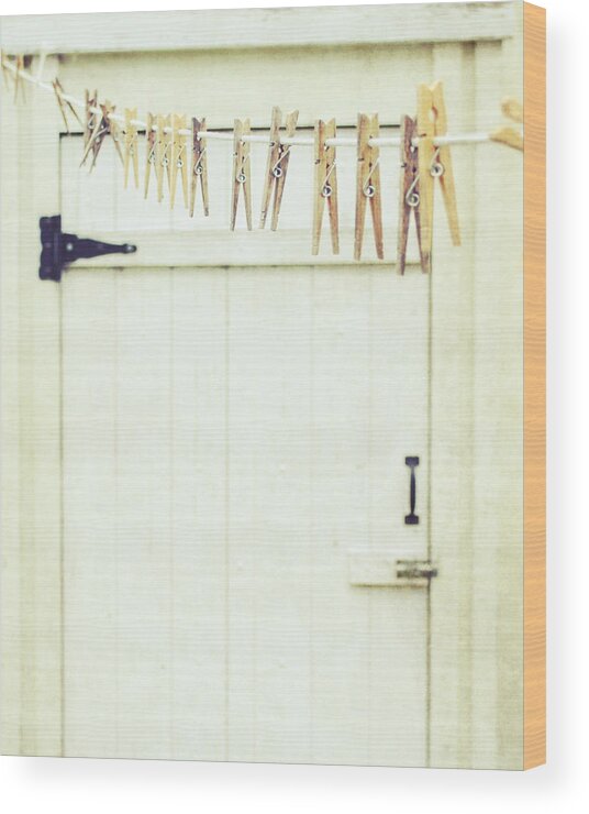 Clothes Line Wood Print featuring the photograph On the Line by Lupen Grainne