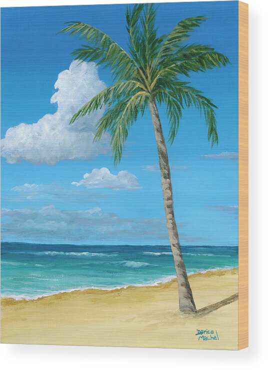 Palm Wood Print featuring the painting Palm Tree On The Beach by Darice Machel McGuire