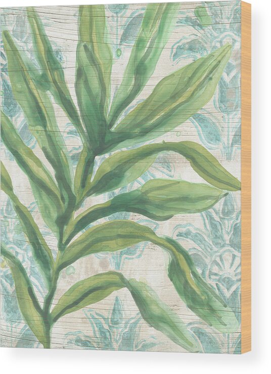 Coastal Tropical Wood Print featuring the painting Palms & Patterns I by June Erica Vess