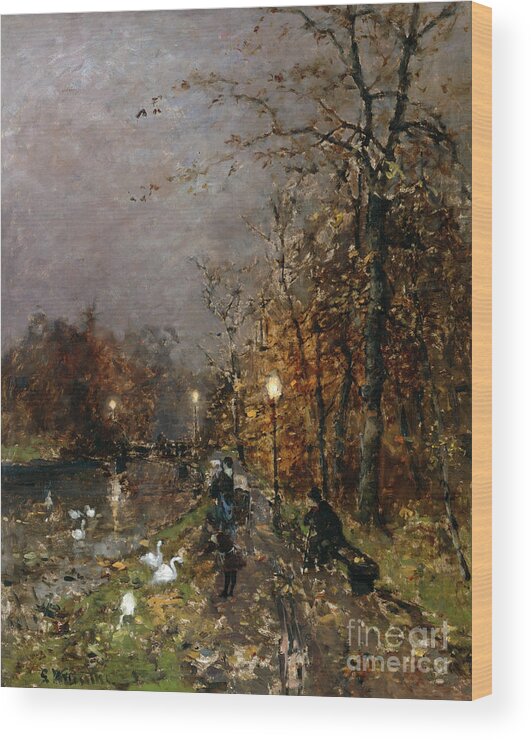 Ludvig Munthe Wood Print featuring the painting Park by O Vaering