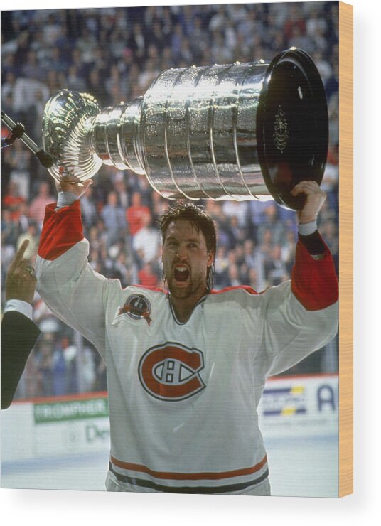 Playoffs Wood Print featuring the photograph Patrick Roy Raises The Cup, 1993 by B Bennett