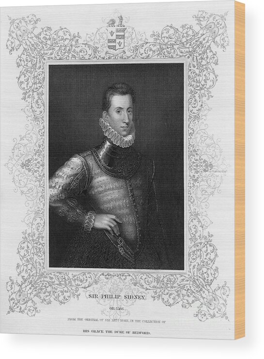 Engraving Wood Print featuring the drawing Philip Sidney, 16th Century English by Print Collector