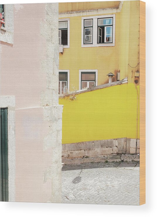 Lisbon Wood Print featuring the photograph Pink and Yellow Corner by Lupen Grainne