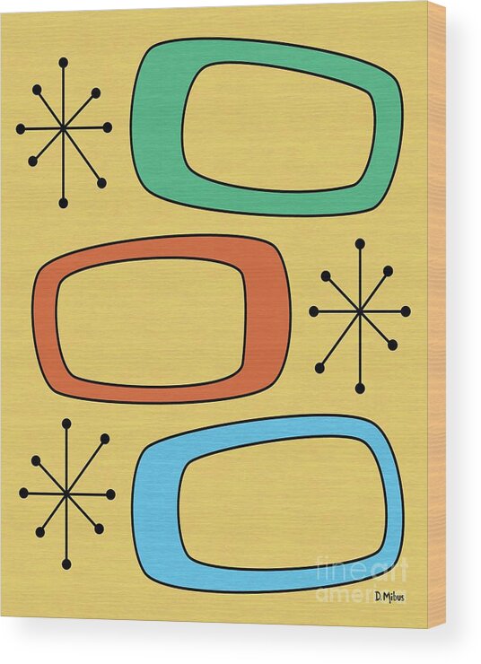 Mid Century Modern Wood Print featuring the digital art Pods by Donna Mibus