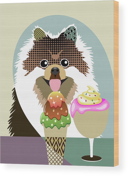 Pomeranian Wood Print featuring the digital art Pomeranian by Lanre Adefioye