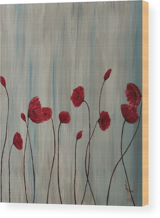Poppy's Wood Print featuring the painting Poppy Dreams by Berlynn
