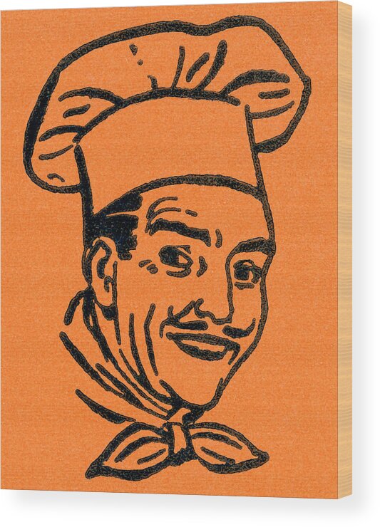 Accessories Wood Print featuring the drawing Portrait of a Chef by CSA Images