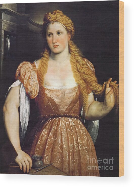 Oil Painting Wood Print featuring the drawing Portrait Of A Young Woman At Her Toilet by Heritage Images