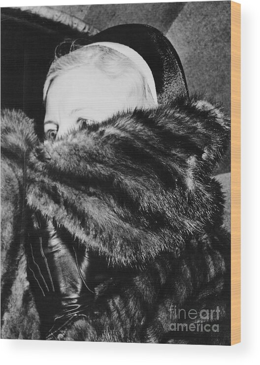 People Wood Print featuring the photograph Portrait Of Mae Capone Hiding Her Face by Bettmann