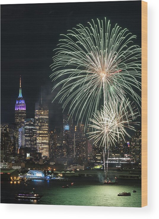 Fireworks Wood Print featuring the photograph NYC Pride Fireworks by Zawhaus Photography