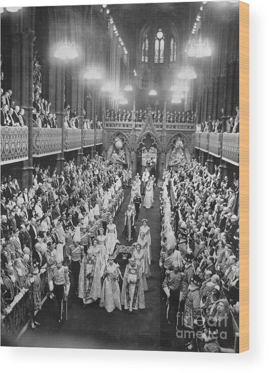 People Wood Print featuring the photograph Procession Of Queen Elizabeth II by Bettmann