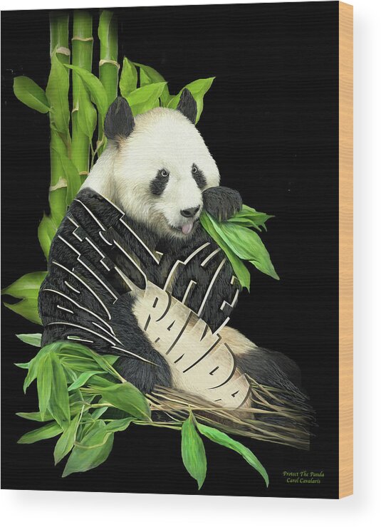Carol Cavalaris Wood Print featuring the mixed media Protect The Panda by Carol Cavalaris