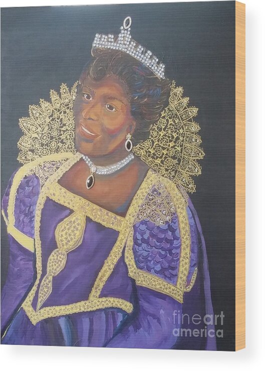 Queen Wood Print featuring the painting Queen Mother Glory by Jennylynd James