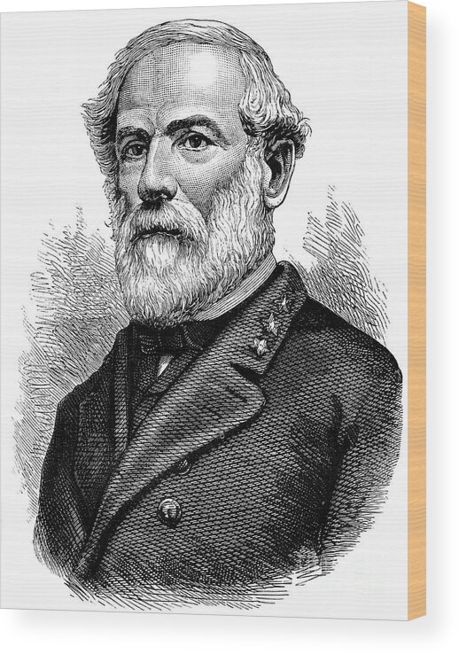 Engraving Wood Print featuring the drawing Robert E Lee, Confederate General by Print Collector