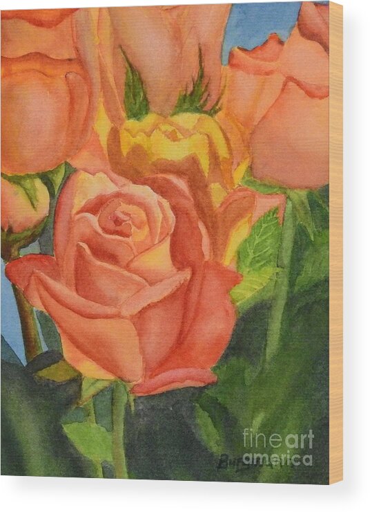 Rose Wood Print featuring the painting Rose by Petra Burgmann