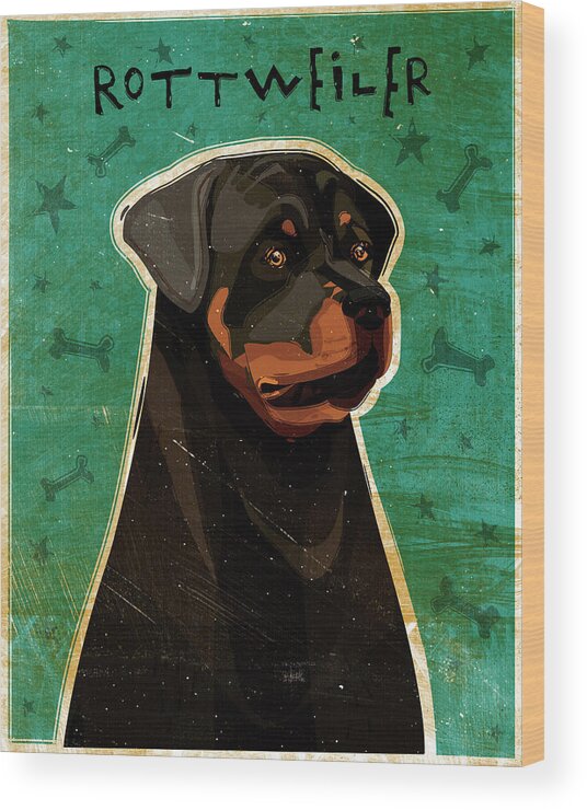 Rottweiler Wood Print featuring the digital art Rottweiler by John W. Golden