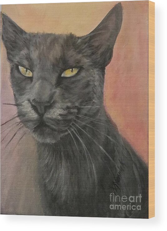 Cat Wood Print featuring the painting Rusty by M J Venrick
