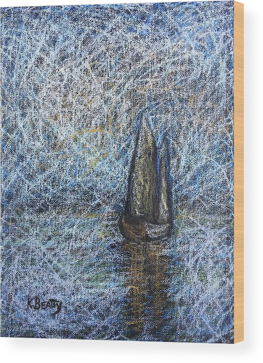 Painting Wood Print featuring the painting Sailboat in the Mist by Karla Beatty