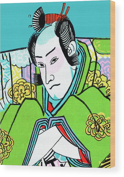 Adult Wood Print featuring the drawing Samurai Warrior by CSA Images