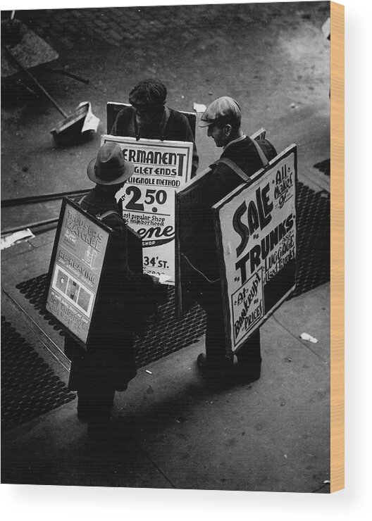People Wood Print featuring the photograph Sandwich Board Advertisers by The New York Historical Society