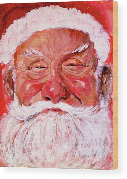 Boulder Portrait Artist Wood Print featuring the painting Santa by Tom Roderick