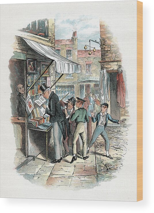 Stealing Wood Print featuring the drawing Scene From Oliver Twist By Charles by Print Collector