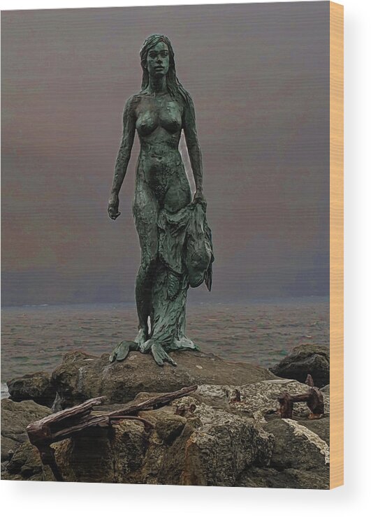 Statue Wood Print featuring the photograph Seal Woman Statue by Imagery-at- Work