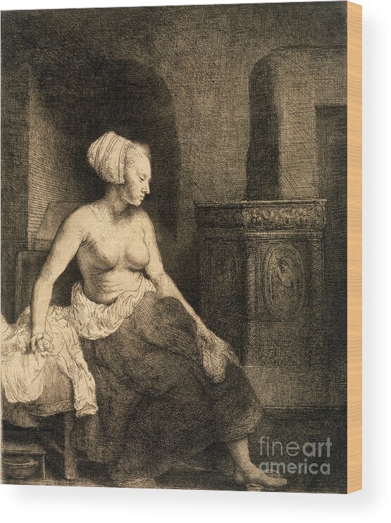 Engraving Wood Print featuring the drawing Seated Female Nude, 1658. Artist by Print Collector