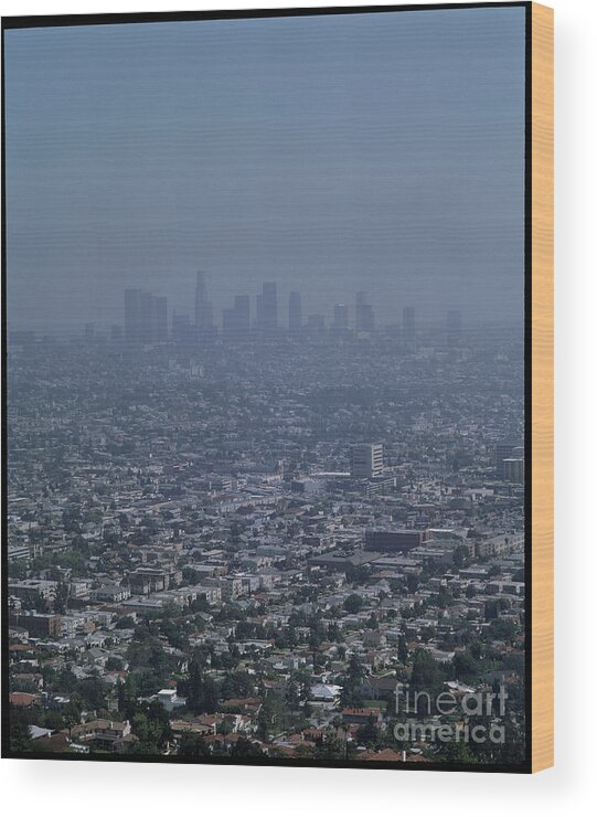 Los Angeles Wood Print featuring the photograph Smog In Los Angeles by John Mead/science Photo Library