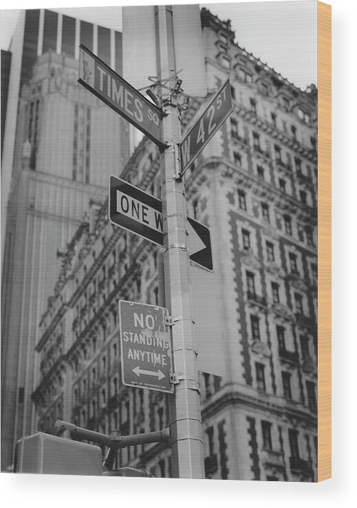 Times Square And 42nd Street Signs Wood Print featuring the photograph Street~1 by Chris Bliss