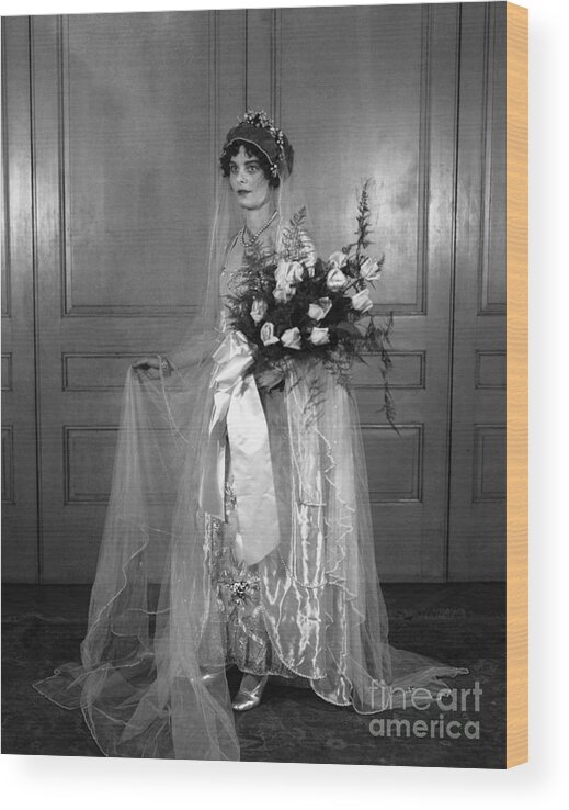 People Wood Print featuring the photograph Studio Shot Of Woman In Wedding Dress by Bettmann