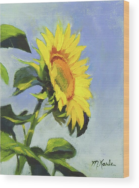 Flower Wood Print featuring the painting Sunflower by Marsha Karle