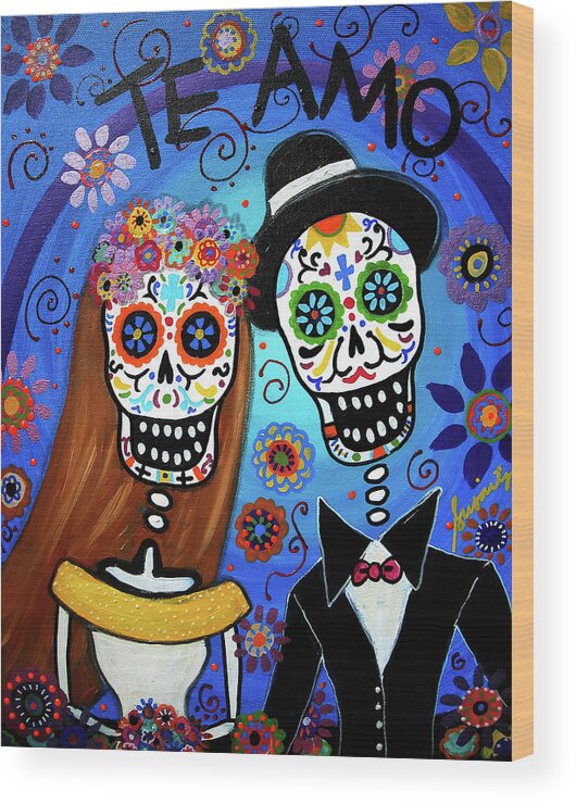 Te Amo Matrimonio Wood Print featuring the painting Te Amo Matrimonio by Prisarts