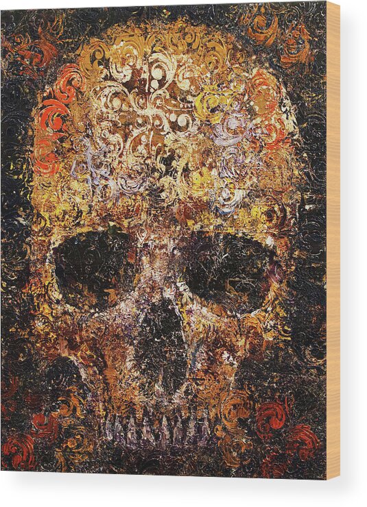 Texture Wood Print featuring the painting Textured Skull by Michael Creese