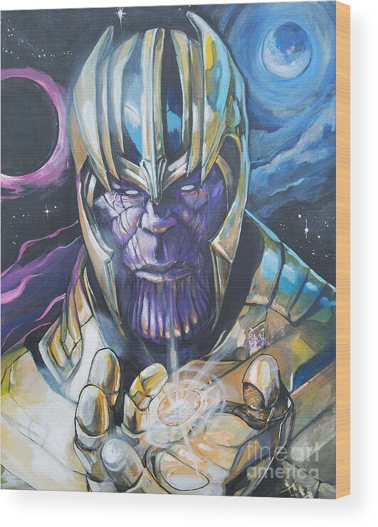 Thanos Wood Print featuring the painting Thanos by Tyler Haddox
