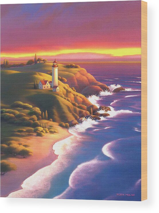 Light House Wood Print featuring the painting The Light House by Robin Moline